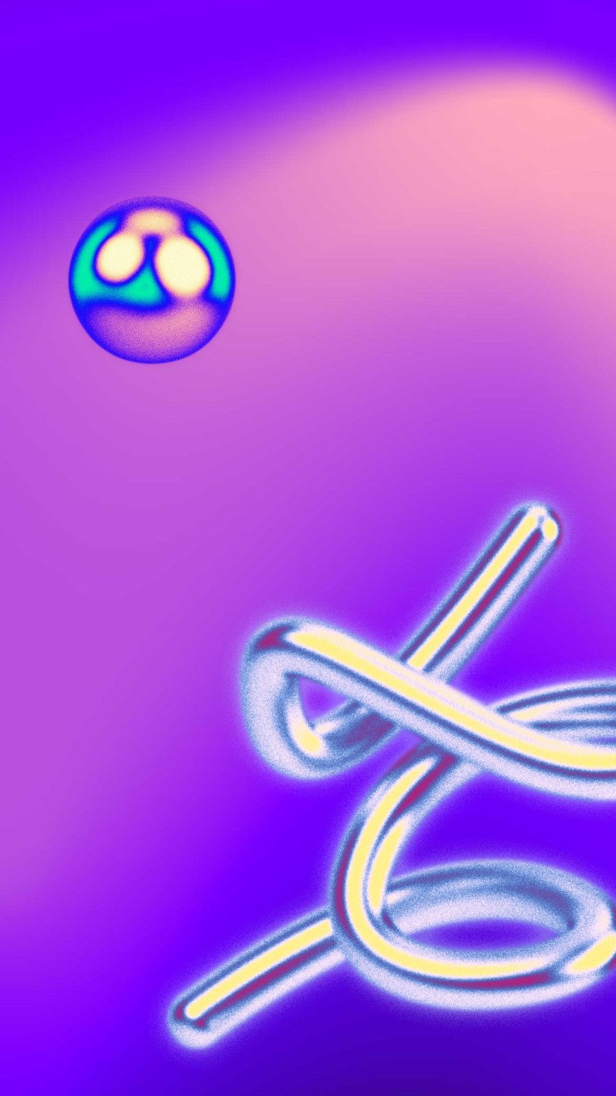 3D-Formen, Schleife, Kugel, Lila, Farbverlauf, HD, Handy-Hintergrund im Hochformat