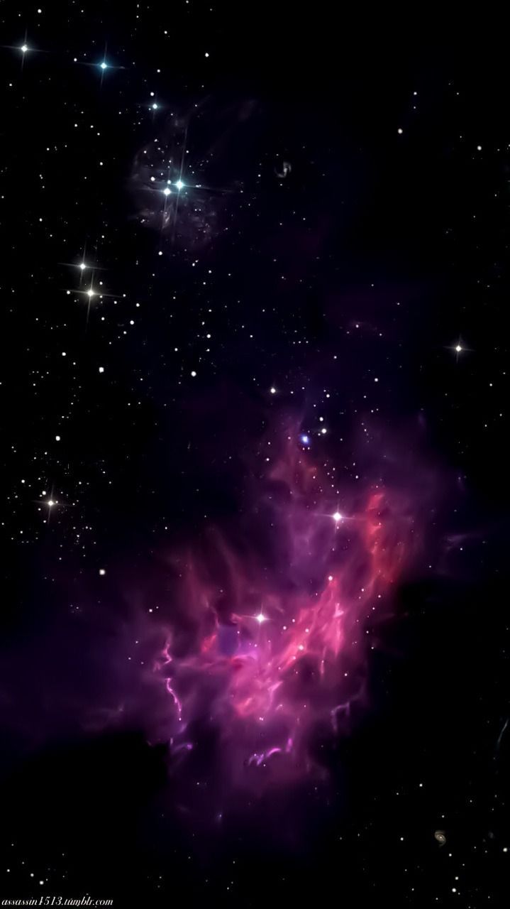 Nebel, Magenta, Sterne, Schwarzer Hintergrund, Minimalistisch, Sperrbildschirm fürs iPhone