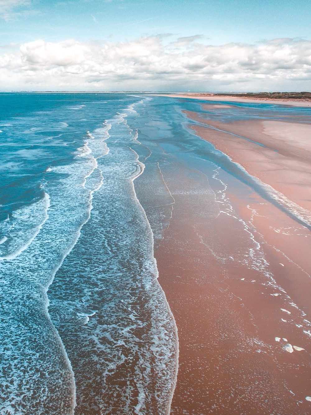Luftaufnahme, Strand, Türkise Wellen, Sand, HD, Hintergrundbild fürs Tablet