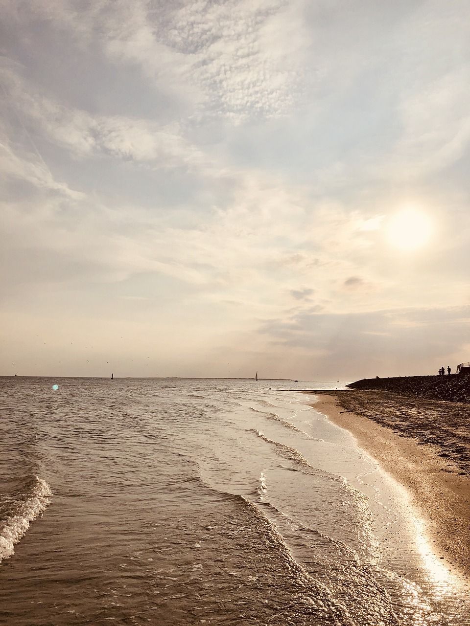 Strand, Wolken, Gegenlicht, Sonne, HD, iPad-Hintergrundbild