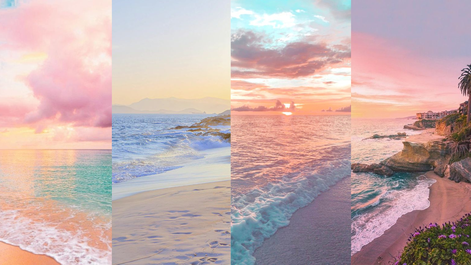 Collage, Sonnenuntergang, Pastell, Rosa Himmel, Full HD 1080p, Desktop-Hintergrundbild