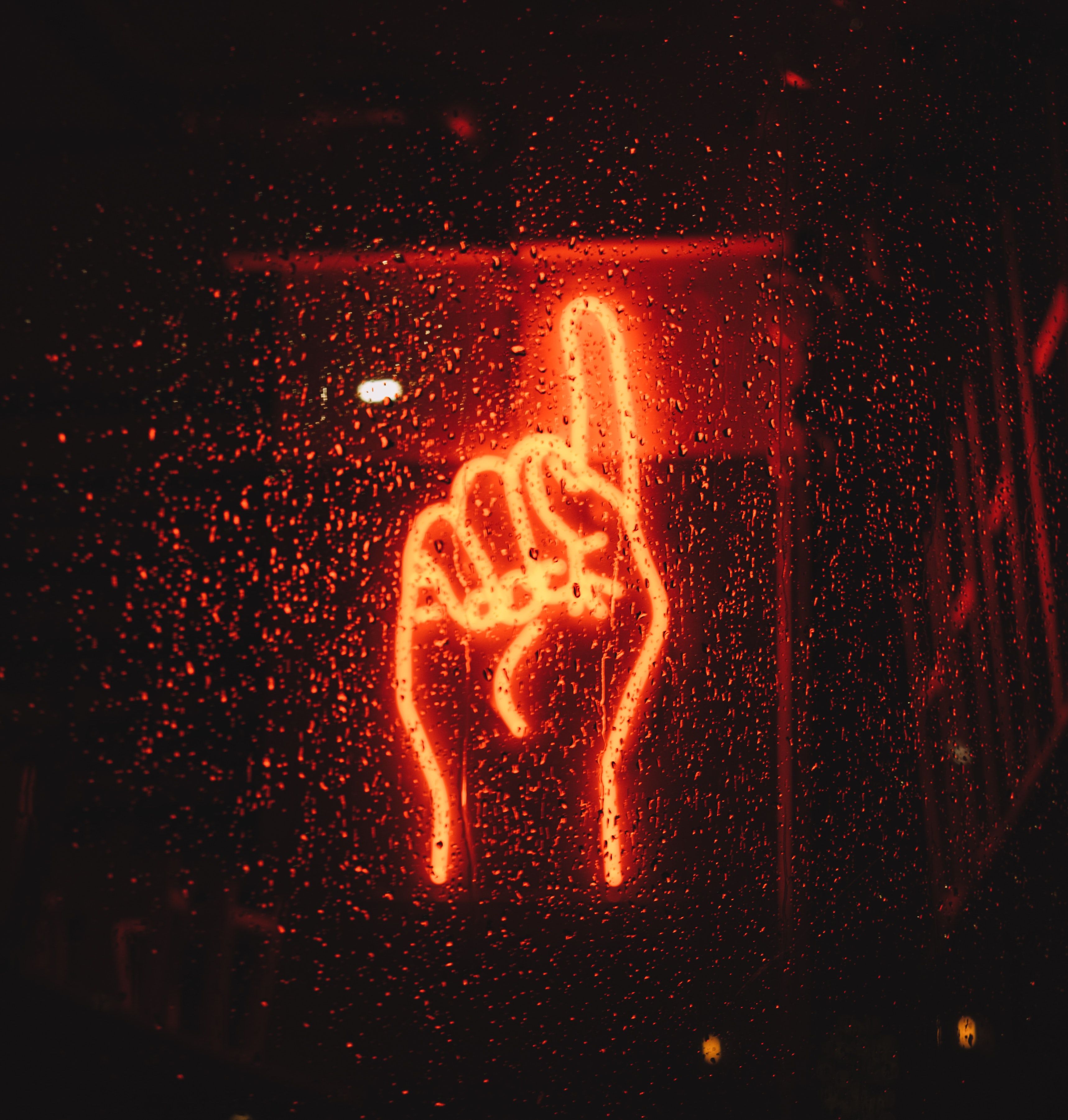 Hand, Zeigefinger, Neonschild, Rot, Dunkel, 2K, iPad-Hintergrundbild