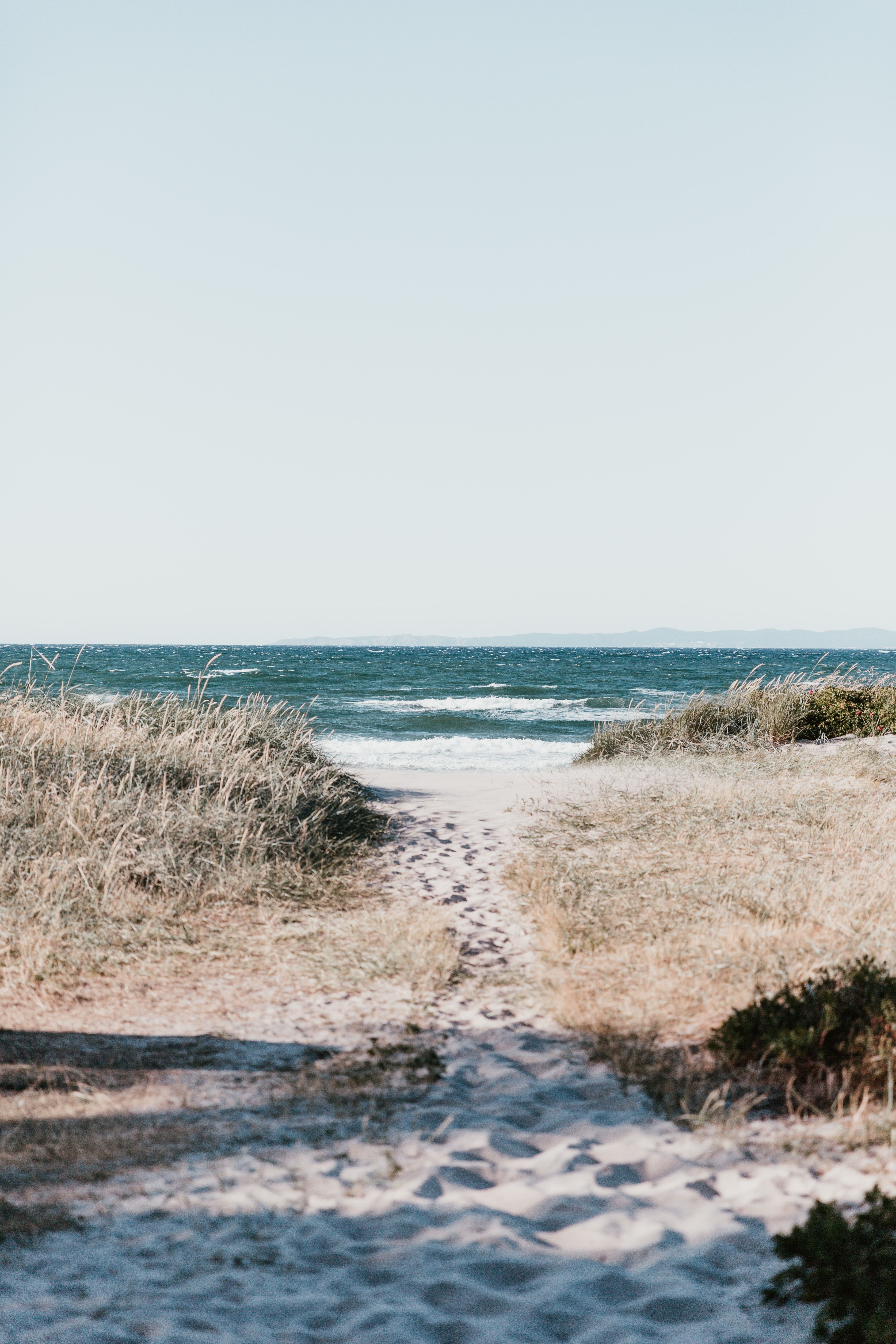 Dünenweg, Strandgras, Meer, Sommer, QHD+, Hintergrundbild fürs Tablet