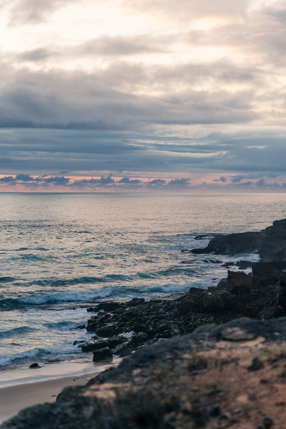 Felsenküste, Wolken, Dämmerung, Meer, HD, Sperrbildschirm fürs iPhone