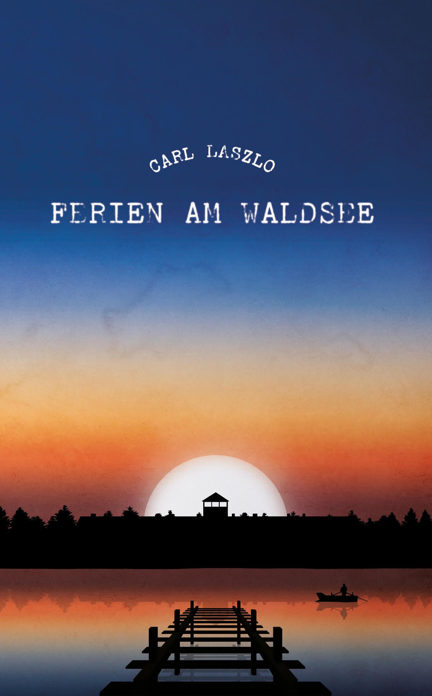 Ferien am Waldsee, Carl Laszlo, Buchcover, Steg, Sonnenuntergang, Silhouette, iPhone-Hintergrundbild