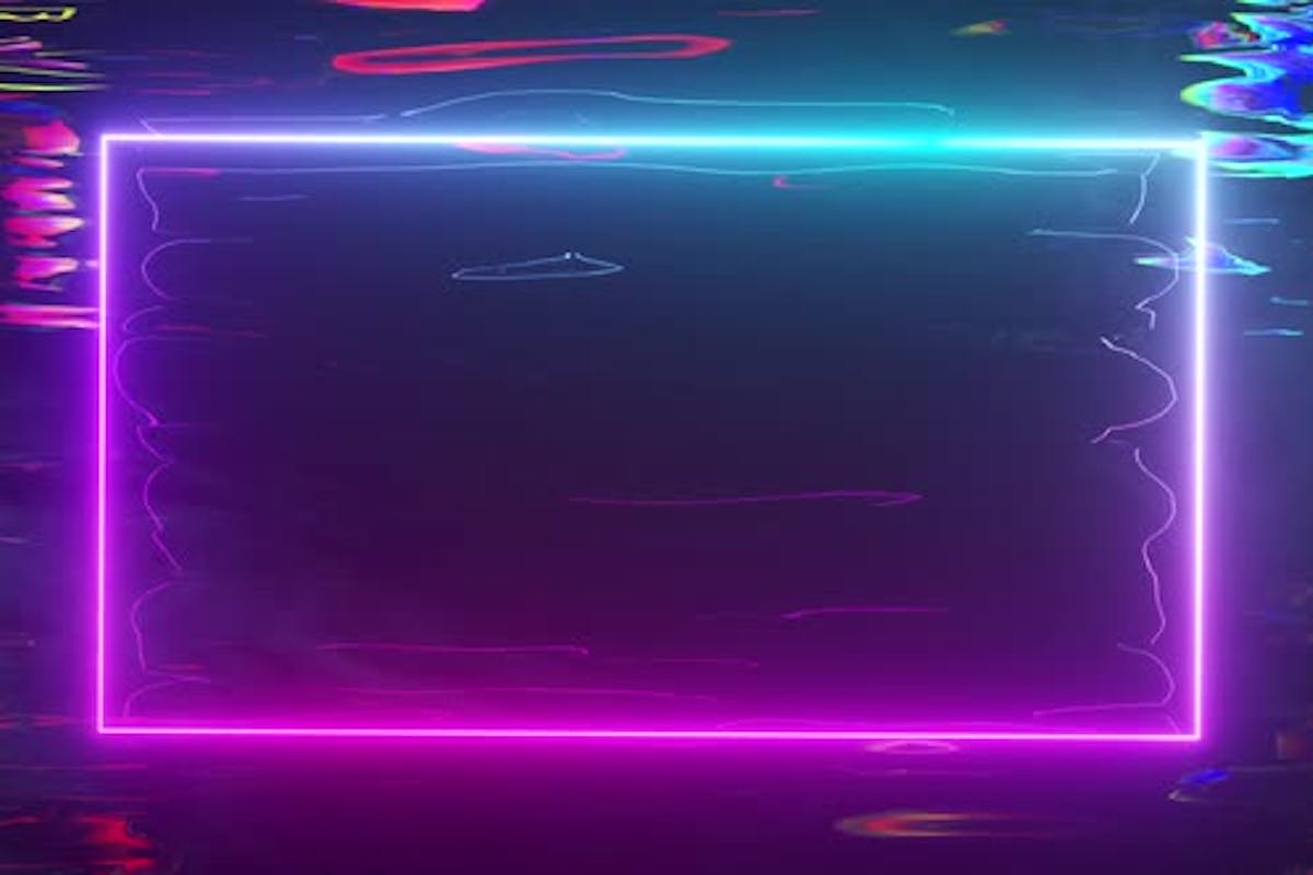 Neonrahmen, Rechteck, Pink, Blau, Glitch, Hintergrundbild