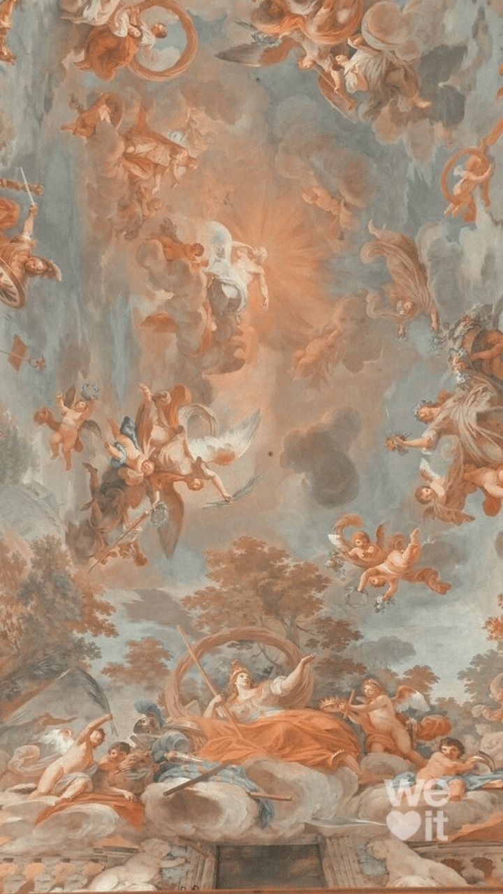 Deckenfresko, Barock, Engel, Wolken, Klassische Kunst, HD, Sperrbildschirm fürs iPhone