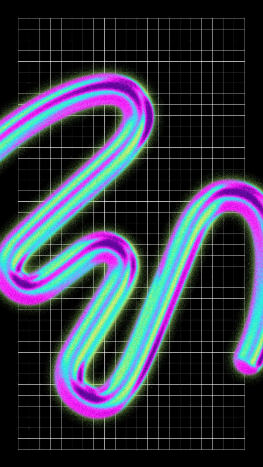 Schlangenlinie, Holografisch, Raster, Pink, Türkis, Hintergrundbild für iPhone und Android