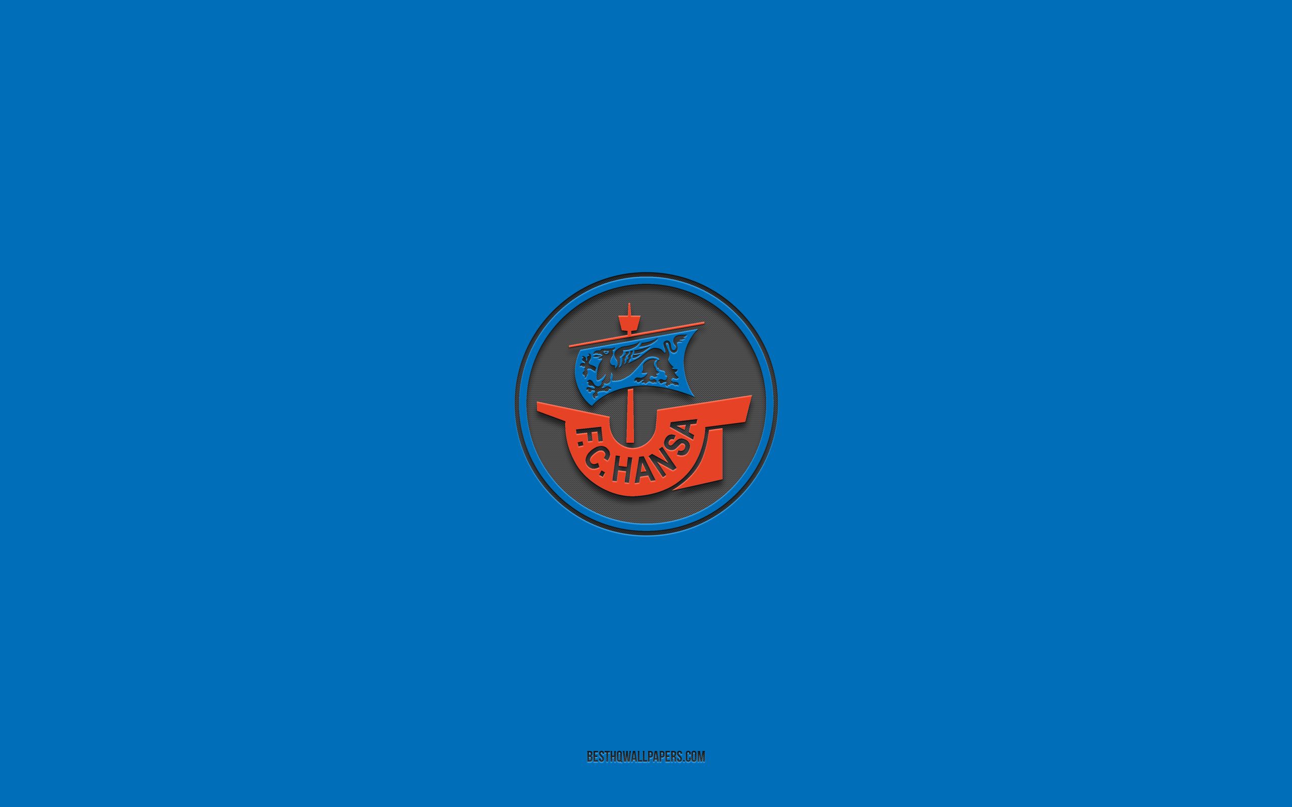 F.C. Hansa Rostock, Vereinswappen, Blauer Hintergrund, Minimalistisch, Fußballverein, 2K Wallpaper