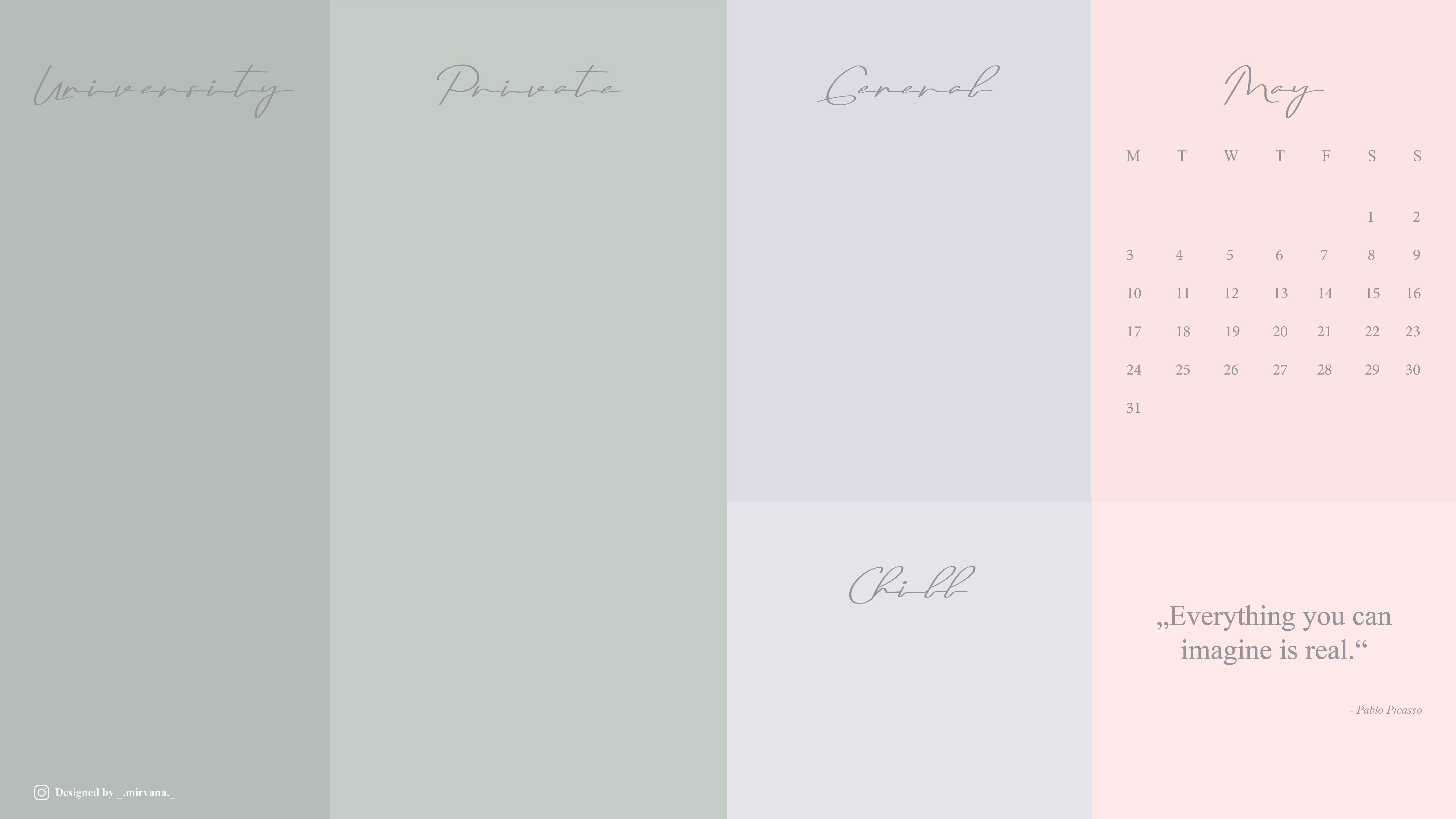 Desktop-Organizer, Kalender, Pastellfarben, Salbeigrün, Rosa, Zitat, 5K, PC-Hintergrundbild