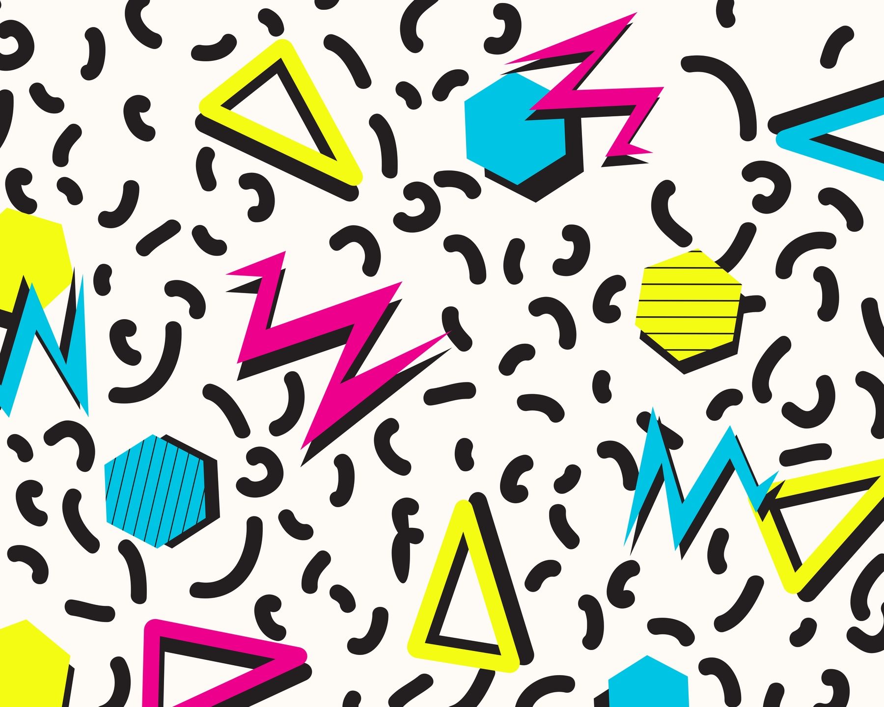 Memphis-Design, Muster, Formen, Bunt, Weißer Hintergrund, 80er-Jahre, HD Wallpaper