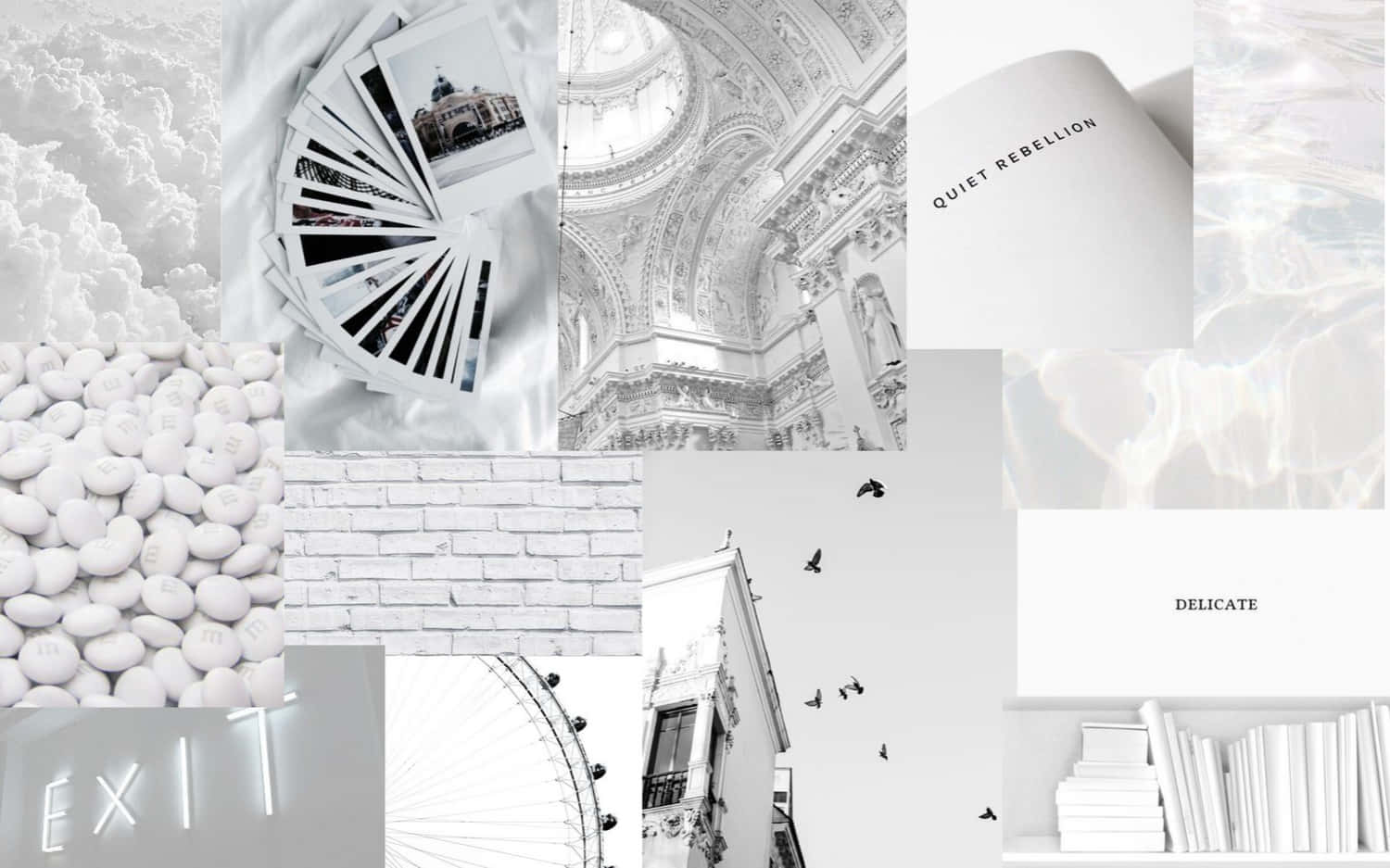 Collage, Weiß, Grau, Aesthetic, Moodboard, 16:10, HD-Hintergrundbild für den Desktop
