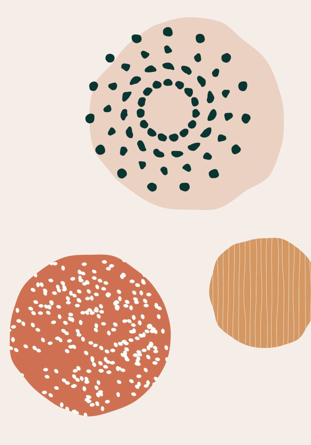 Boho, Abstrakte Kreise, Punkte, Erdtöne, Minimalistisch, Full HD, Tablet-Hintergrund