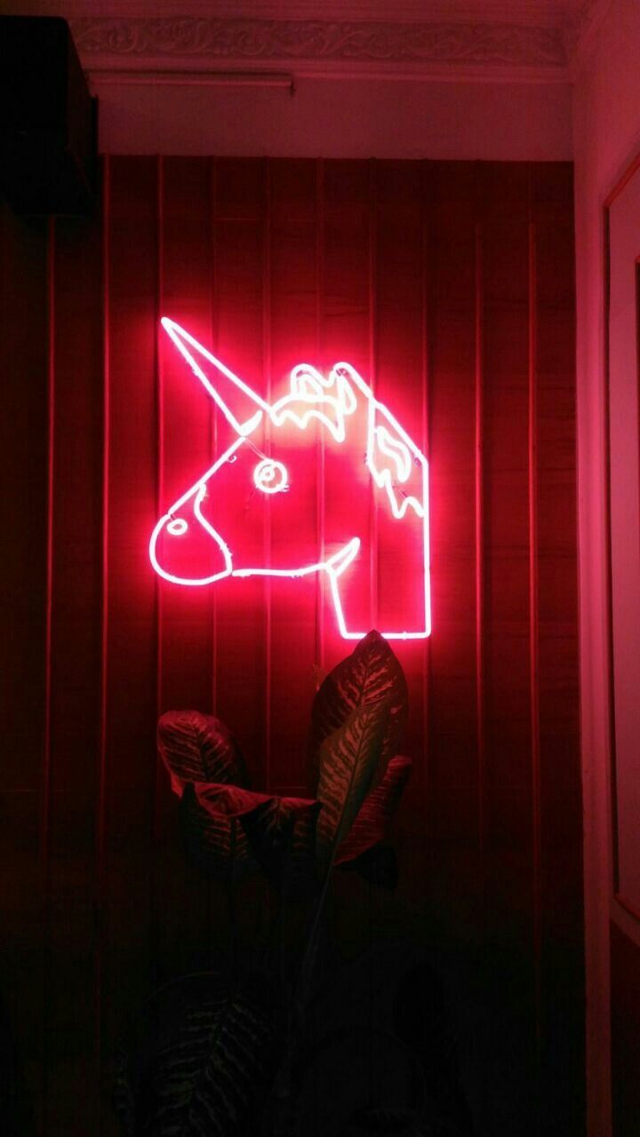 Einhorn, Neonschild, Rot, Pink, Dunkel, HD, Handy-Hintergrund im Hochformat