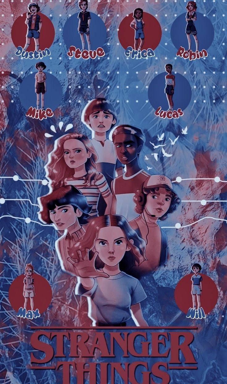 Stranger Things, Staffel 3, Poster, Illustration, Blau, Hintergrundbild für iPhone und Android