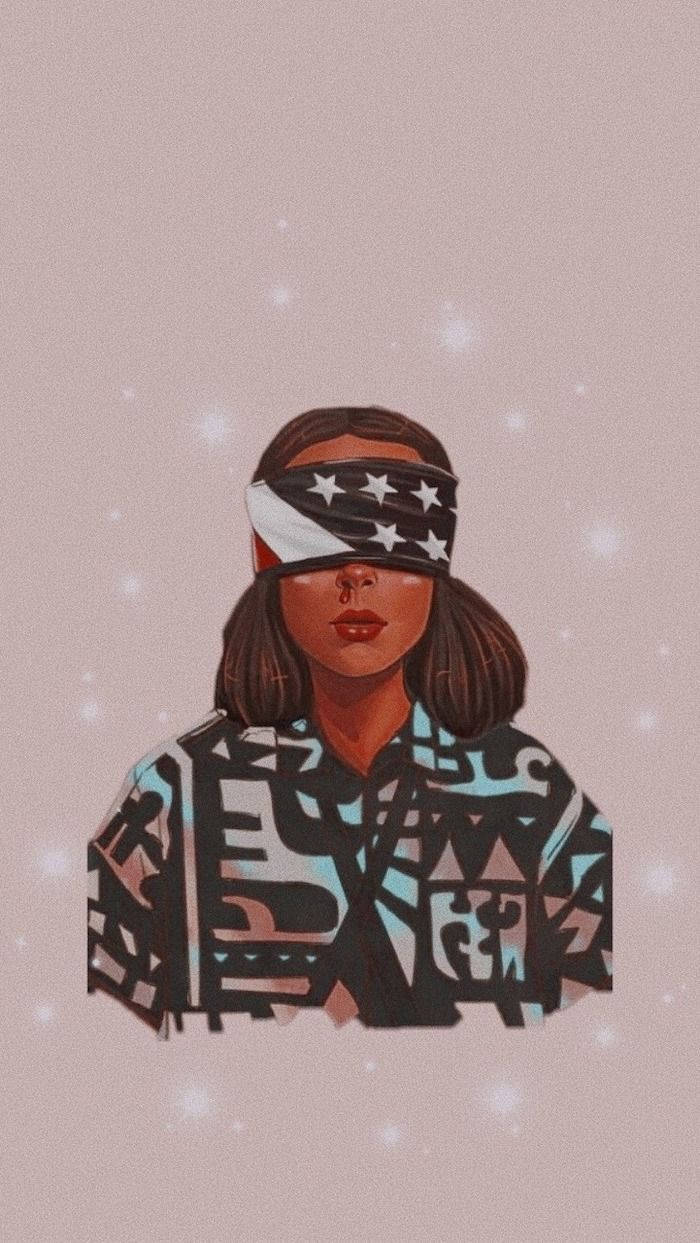 Elfi, Stranger Things, Augenbinde, Illustration, Rosa, Hintergrundbild für iPhone und Android