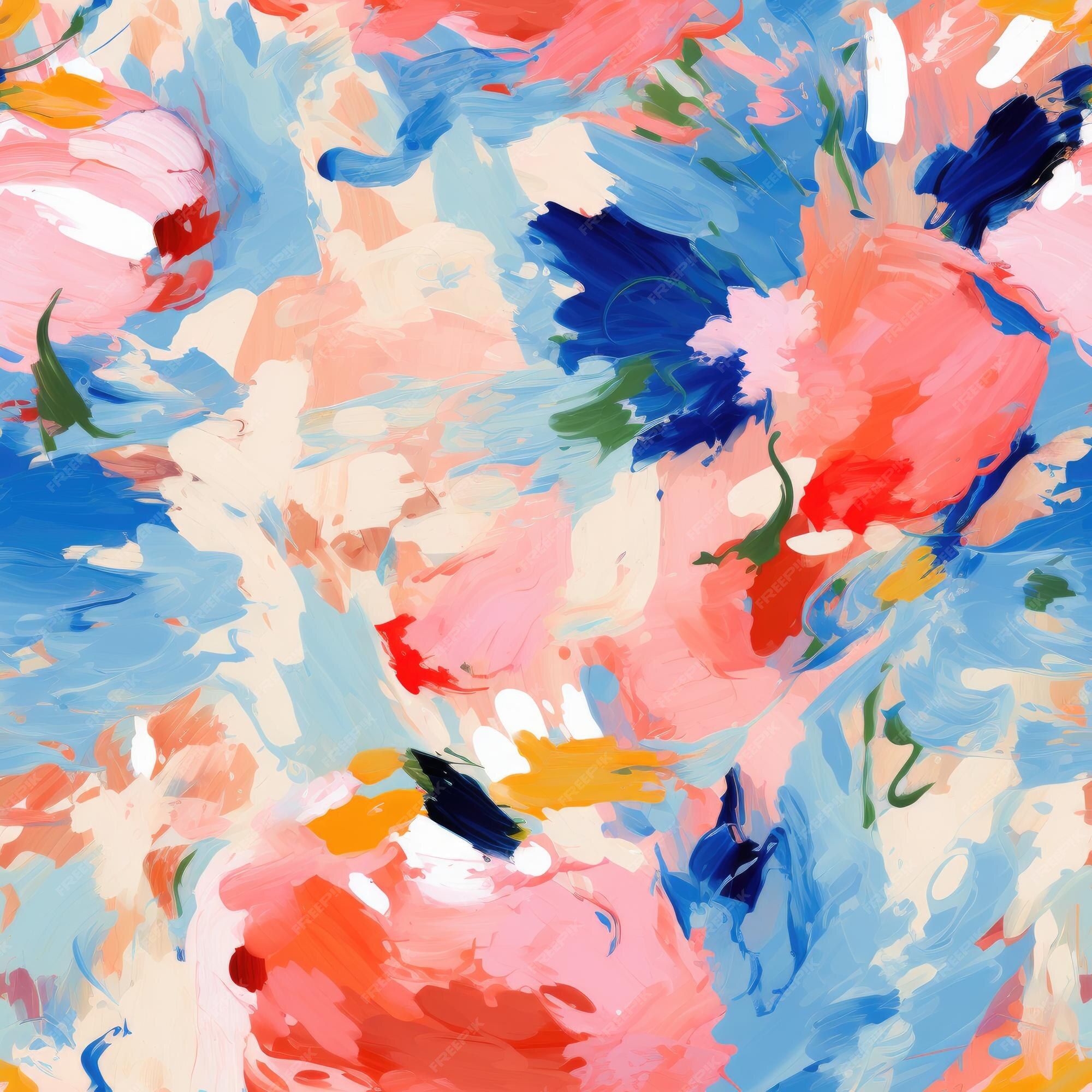 Abstrakte Blumen, Expressiv, Pinselstriche, Rot und Blau, Malerei, Full HD, iPad-Hintergrundbild