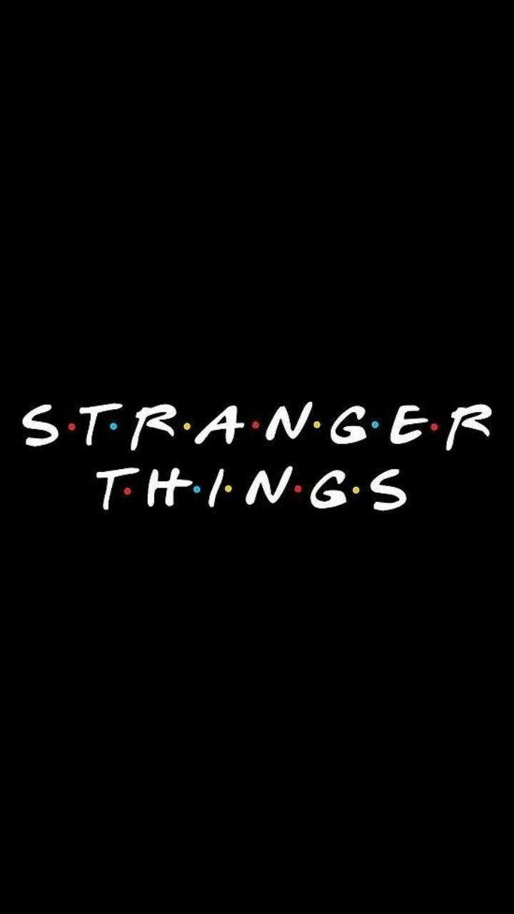 Stranger Things, Friends-Logo, Typografie, Schwarzer Hintergrund, Sperrbildschirm fürs iPhone