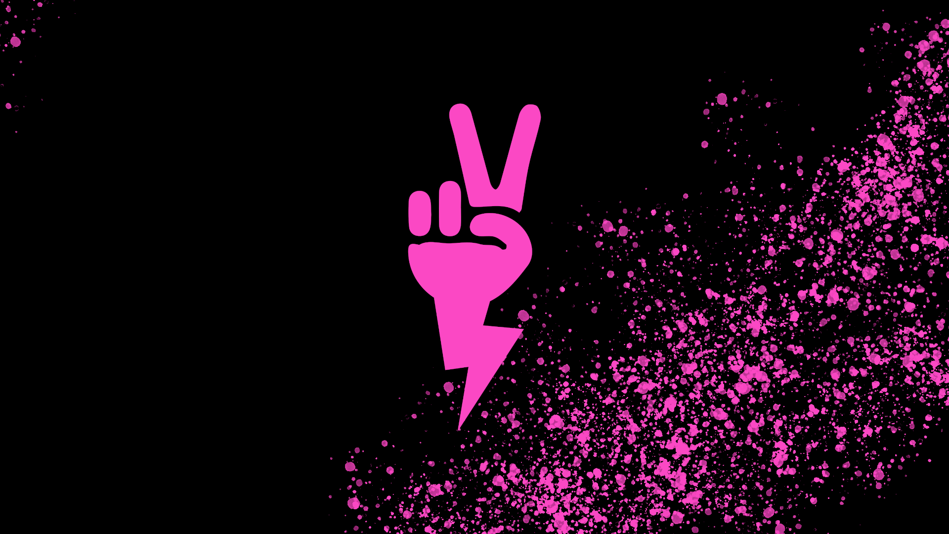 Victory-Zeichen, Peace-Hand, Pink, Farbspritzer, Schwarzer Hintergrund, Full HD Wallpaper