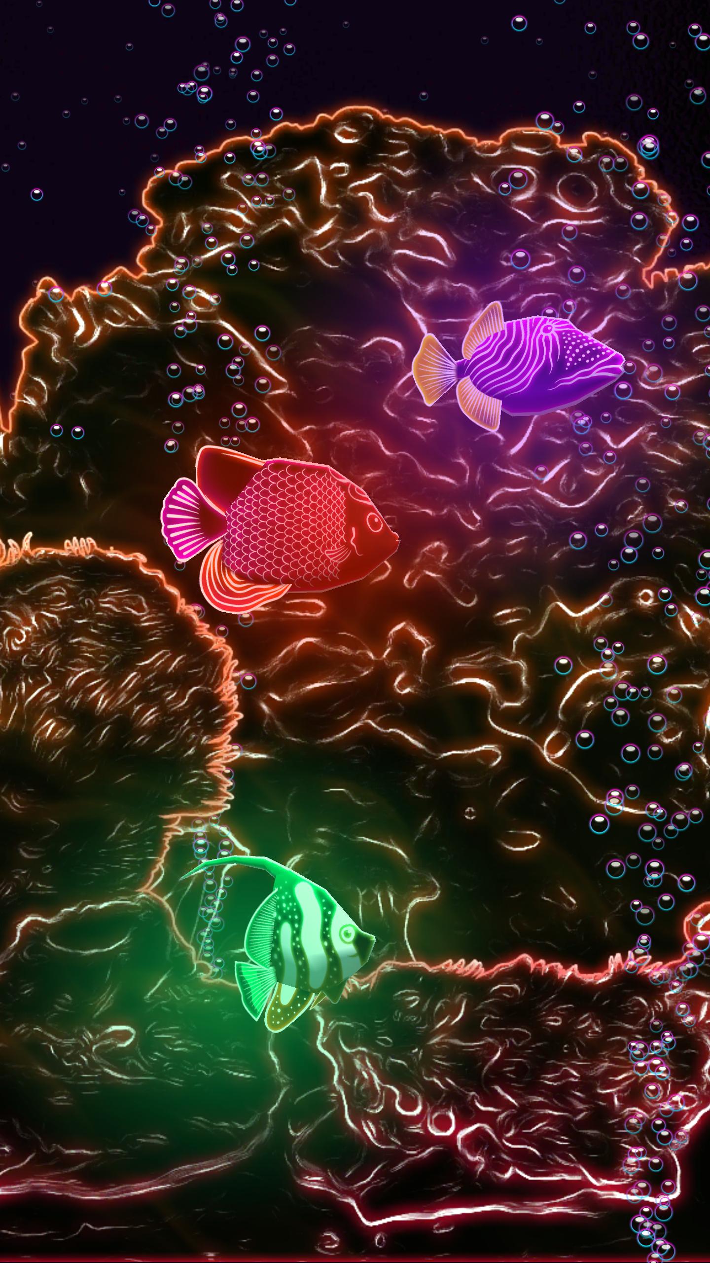 Neon-Doodles, Bunt, Linienkunst, Dunkel, Abstrakt, QHD+, Handy-Hintergrund im Hochformat