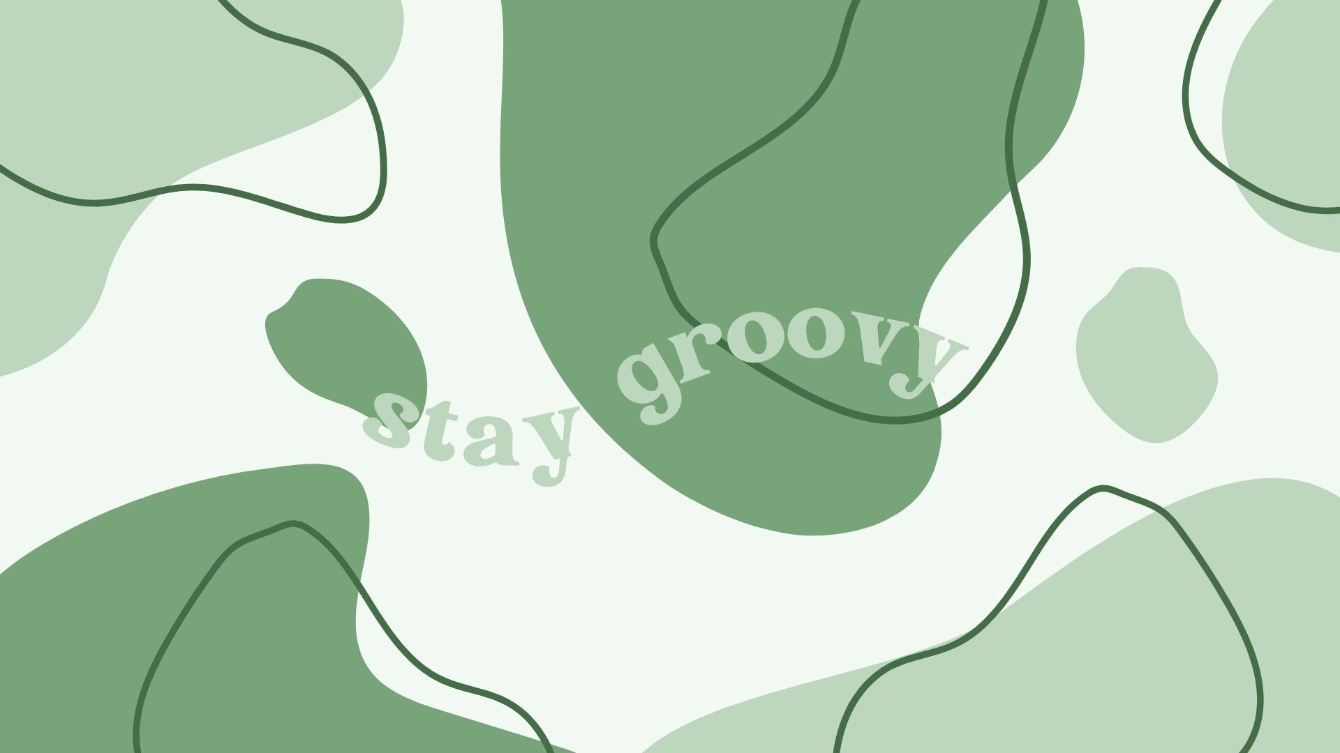 Stay Groovy, Abstrakte Formen, Retro, Grüntöne, Typografie, Full-HD-Hintergrundbild für PC