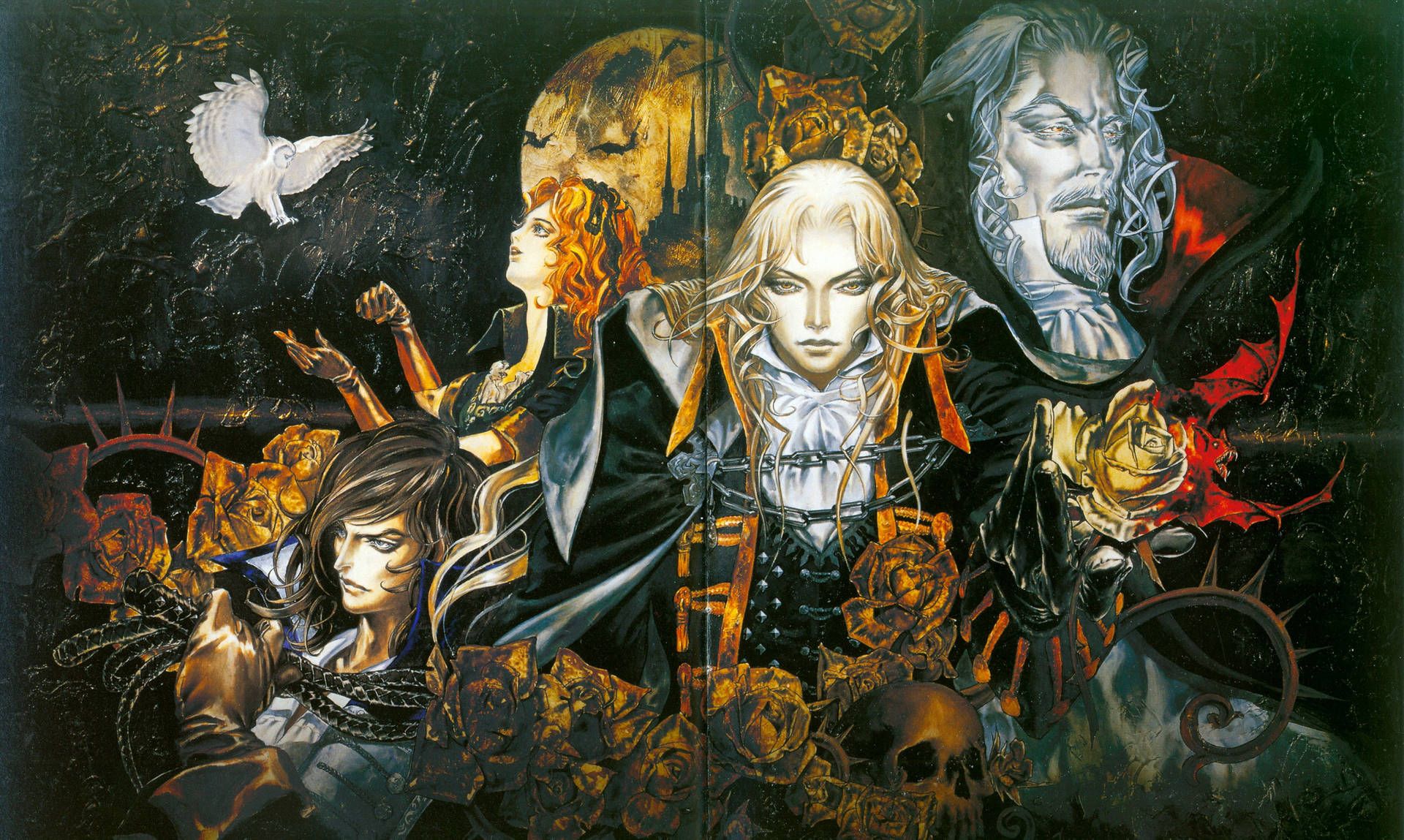 Castlevania: Symphony of the Night, Alucard, Dracula, Ayami Kojima, Gotisch, Rosen, Videospiel-Artwork, Full-HD-Hintergrund