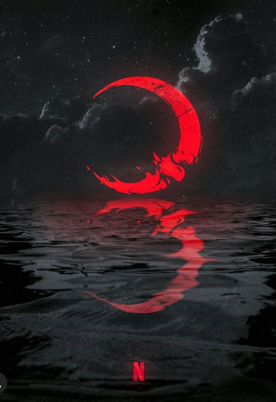 Castlevania, Netflix, Roter Mond, Spiegelung, Wasser, Dunkel, Hintergrundbild fürs Tablet