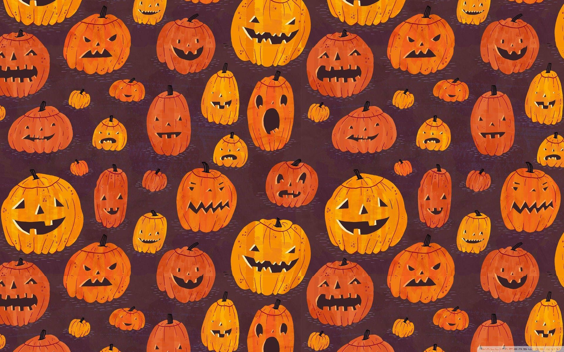 Kürbisgesichter, Muster, Jack-o’-Lantern, Orange, Lila, Full HD, Desktop-Hintergrund für Windows