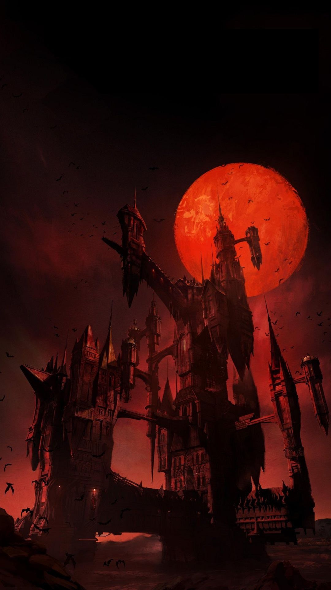 Castlevania, Draculas Schloss, Blutmond, Rot, Hochformat, Android-Hintergrundbild