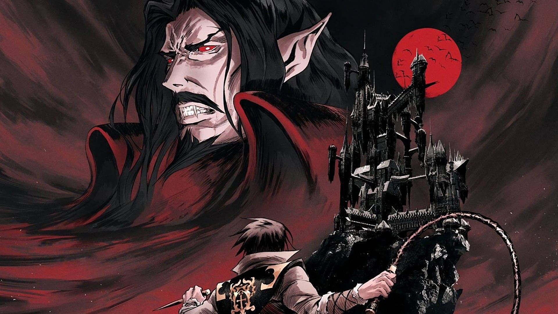 Dracula, Trevor Belmont, Castlevania, Netflix, Blutmond, Peitsche, Full HD, Laptop-Hintergrundbild