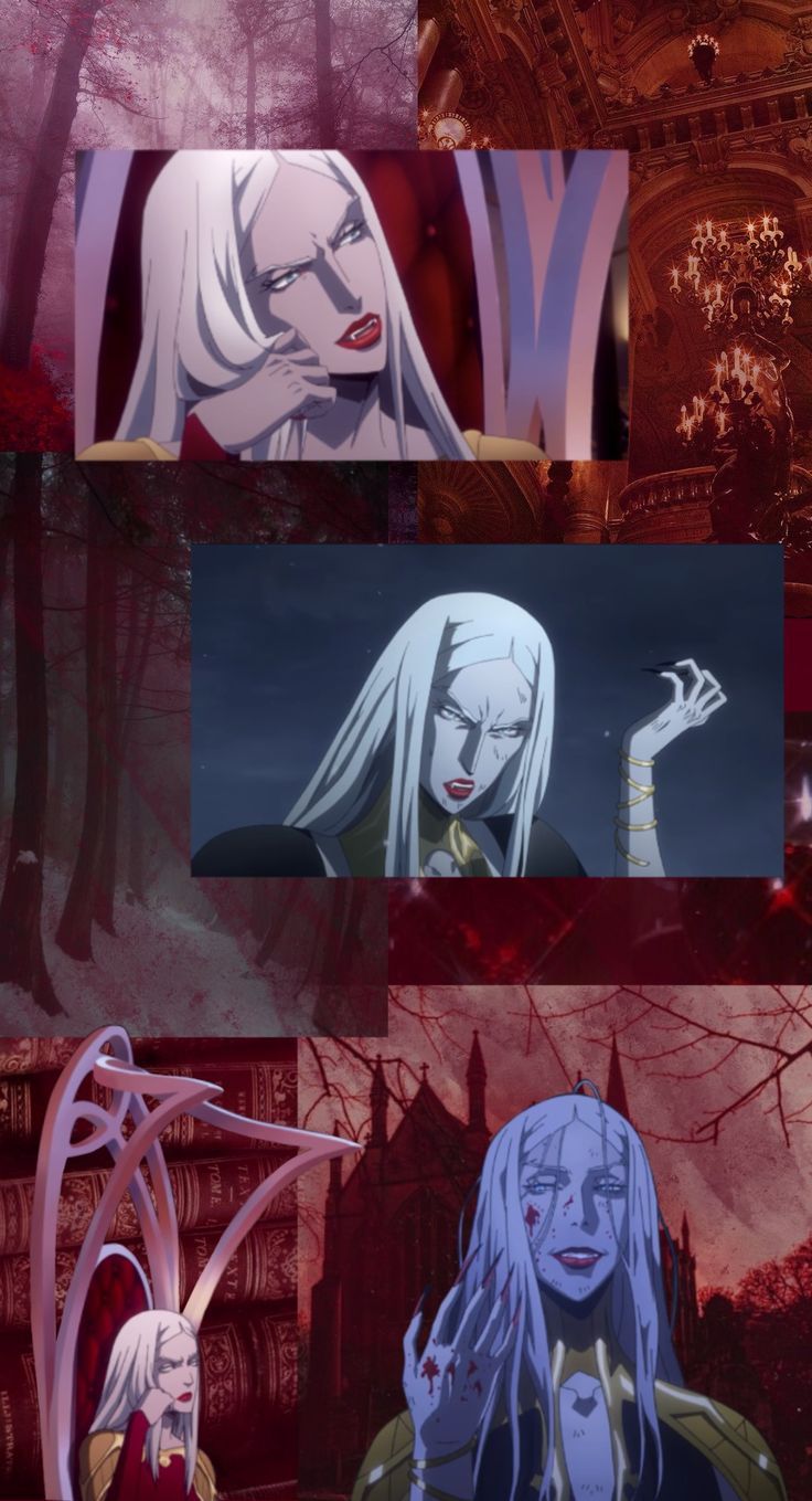 Carmilla, Castlevania, Netflix, Collage, Rot-Weiß, HD, Sperrbildschirm fürs iPhone