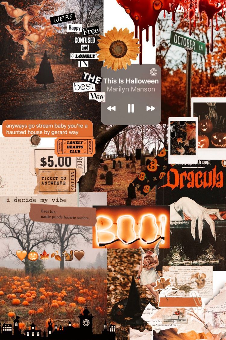 Collage, Dracula, Boo, Herbst, Aesthetic, HD, Hintergrundbild fürs Tablet