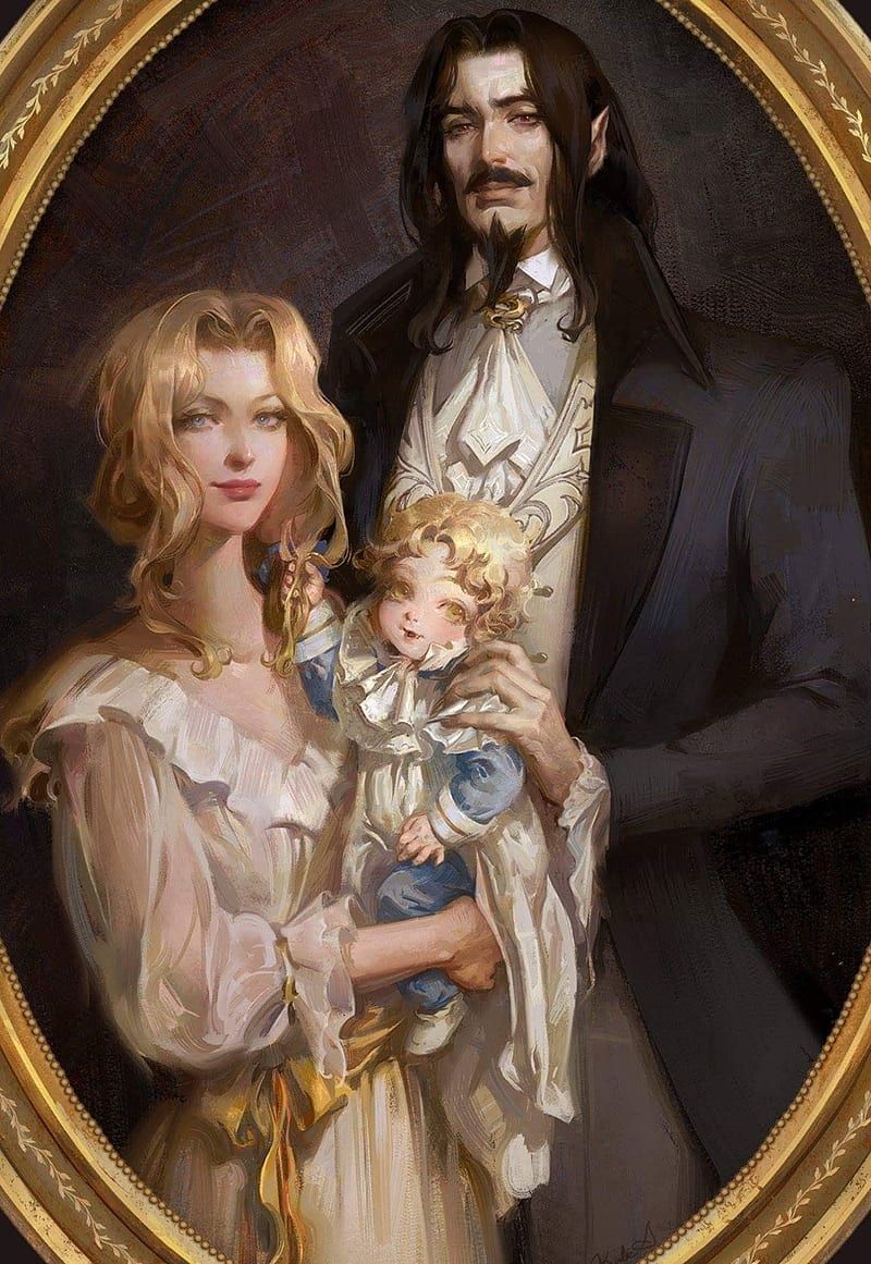 Dracula, Lisa Tepes, Alucard, Familienporträt, Goldrahmen, Gemälde, HD, Tablet-Hintergrund