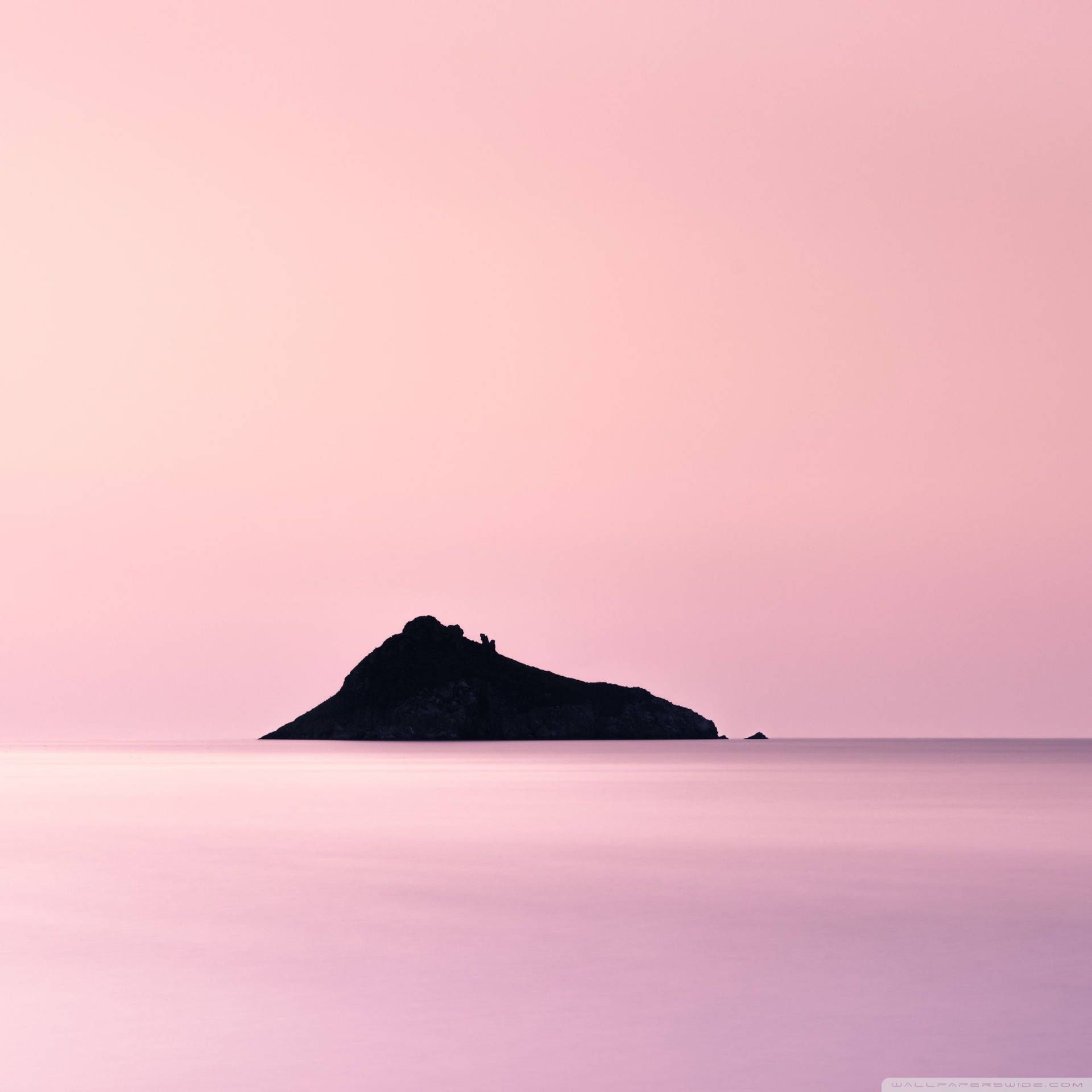 Insel, Meer, Rosa Himmel, Minimalistisch, Ruhe, Full HD, Hintergrundbild fürs Tablet