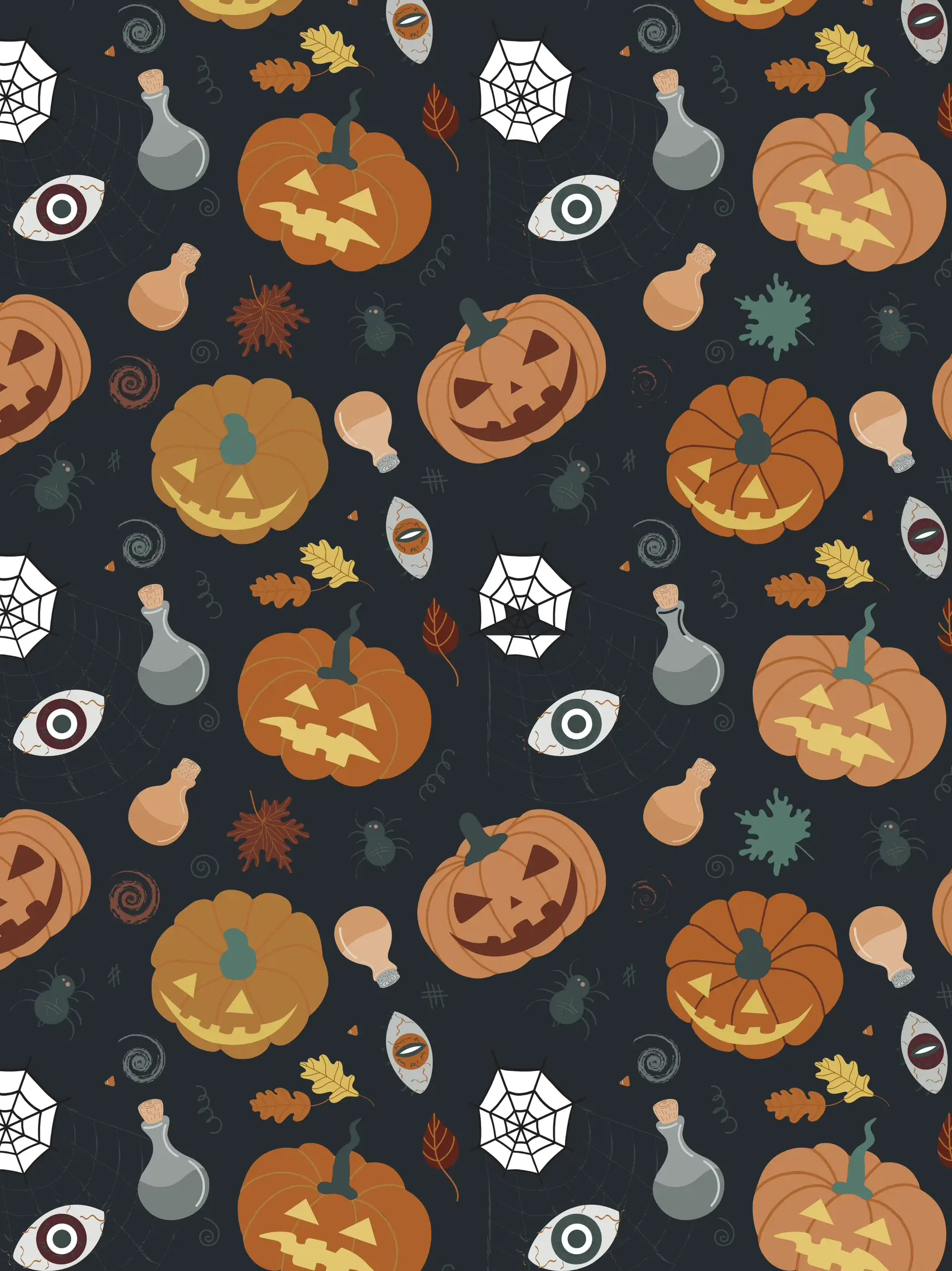 Kürbisse, Augen, Muster, Gruselig, Dunkel, QHD+, iPad-Hintergrundbild