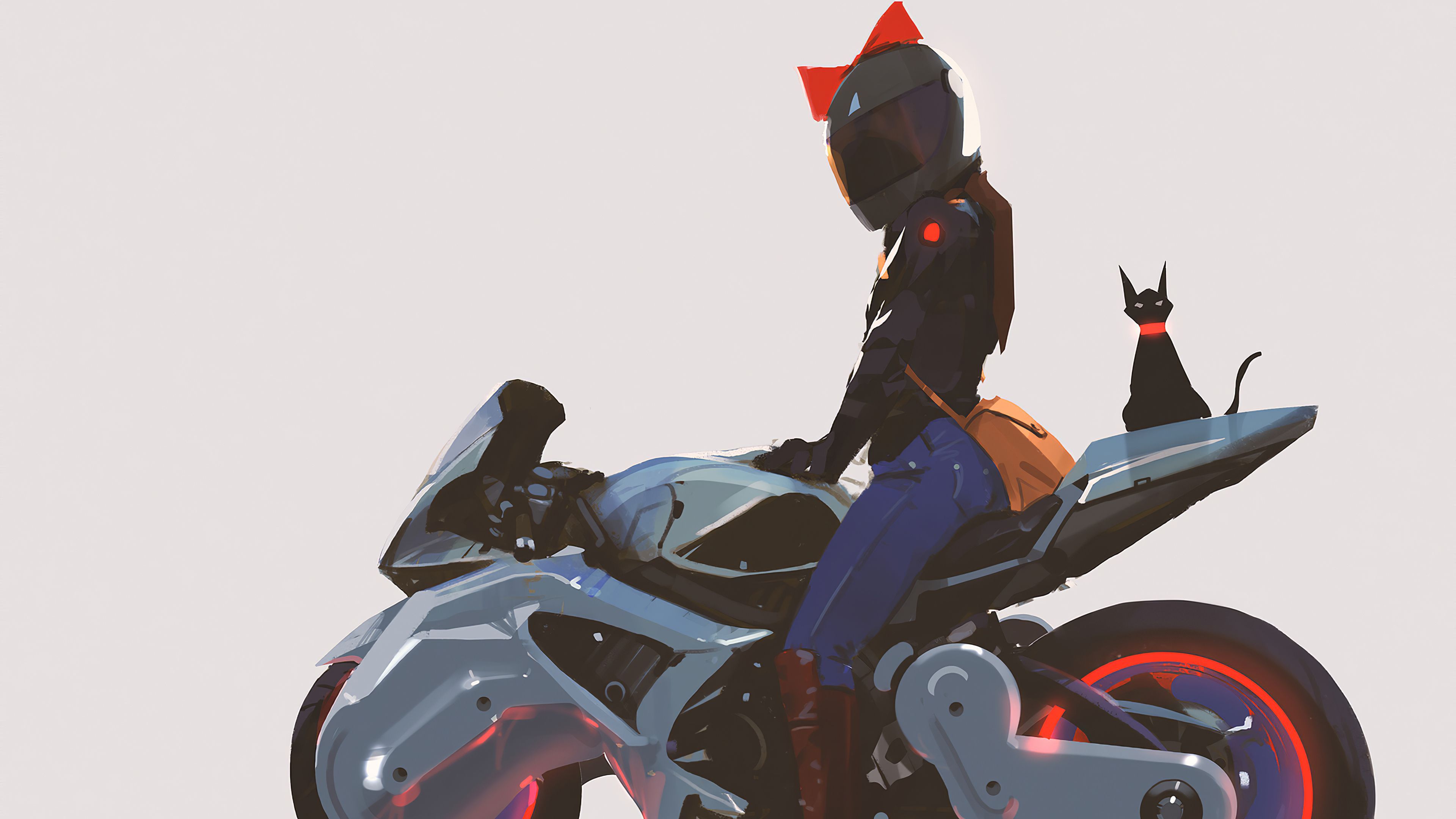 Kiki, Kikis kleiner Lieferservice, Jiji, Fan-Art, Superbike, Rote Schleife, 4K, Laptop-Hintergrundbild