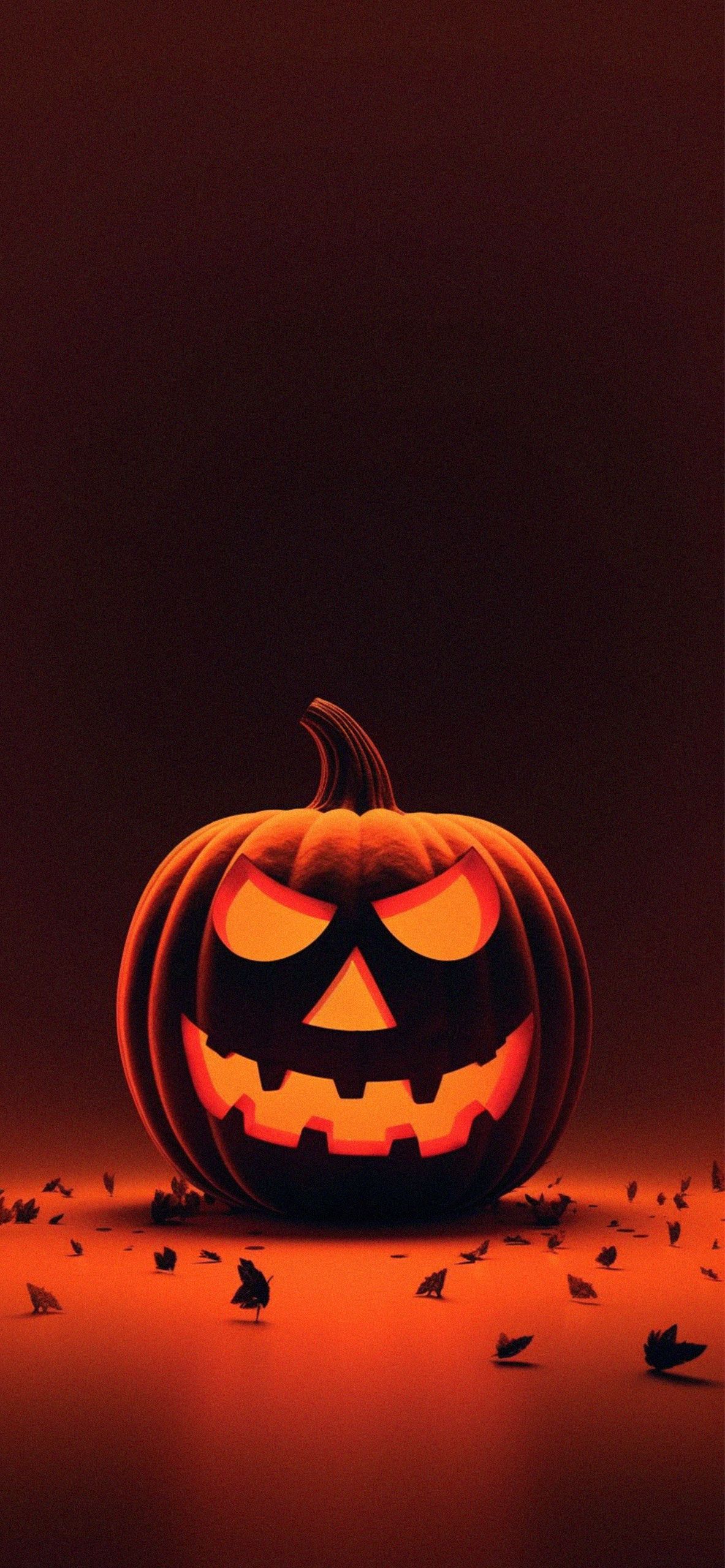 Jack-o’-Lantern, Kürbis, Rotes Glühen, Dunkel, Gruselig, Full HD, Handy-Hintergrundbild