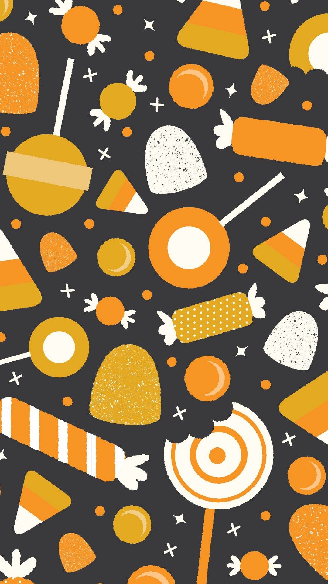 Süßigkeiten, Candy Corn, Lollis, Muster, Schwarzer Hintergrund, Sperrbildschirm fürs iPhone
