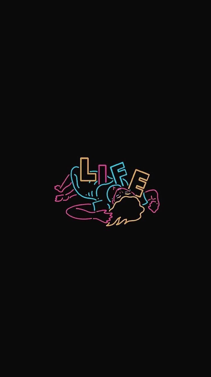 Neonschrift, Schwarzer Hintergrund, Bunt, Minimalistisch, Sperrbildschirm fürs iPhone