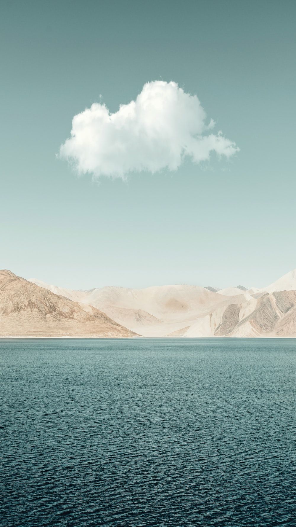 Wolke, See, Berge, Türkis, Minimalistisch, HD, Handy-Hintergrund im Hochformat