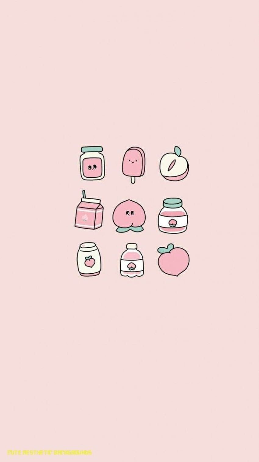Icons, Kawaii, Rosa Hintergrund, Doodles, Niedlich, HD, Sperrbildschirm fürs iPhone