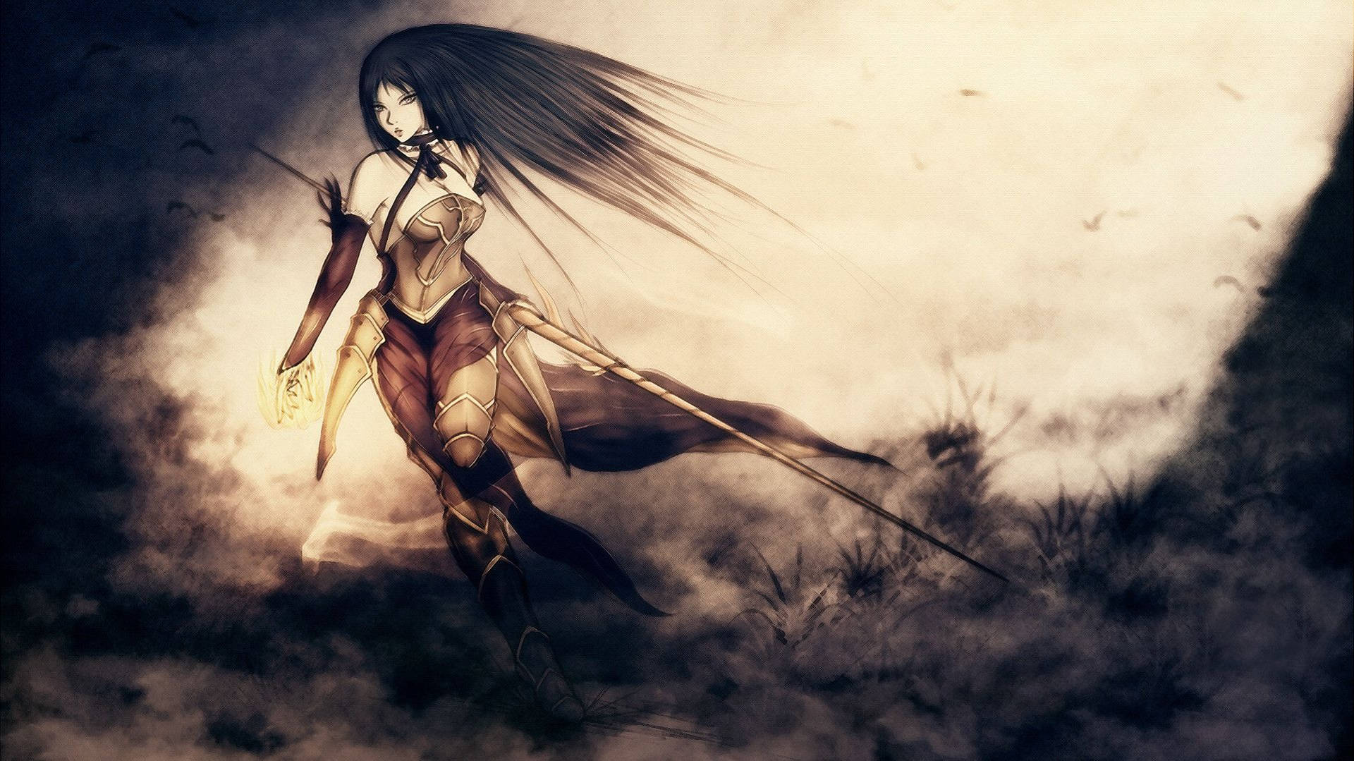 Castlevania: Lords of Shadow, Carmilla, Kriegerin, Nebel, Sepia, Full HD, Laptop-Hintergrundbild