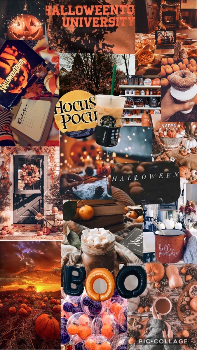 Hocus Pocus, Collage, Herbst, Aesthetic, Orange, Hintergrundbild für iPhone und Android