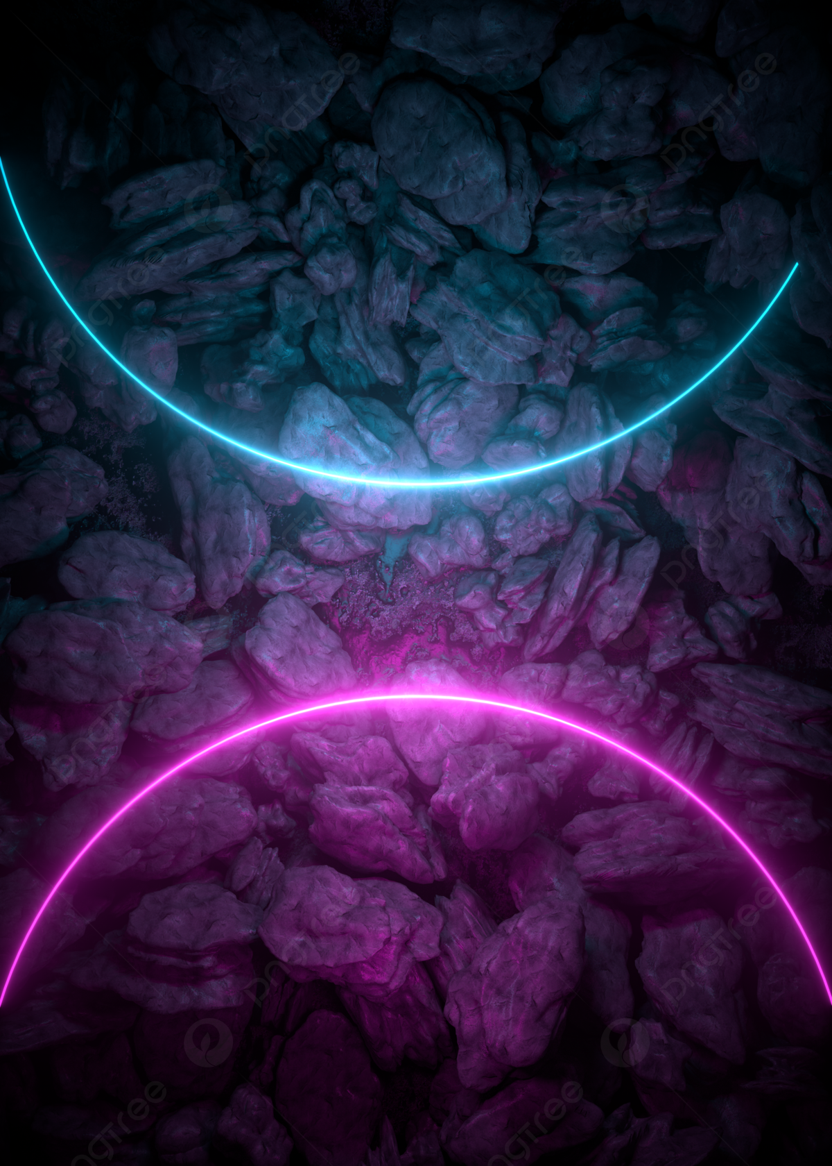 Halbkreise, Neonlinien, Steine, Türkis, Pink, Full HD, Hintergrundbild fürs Tablet