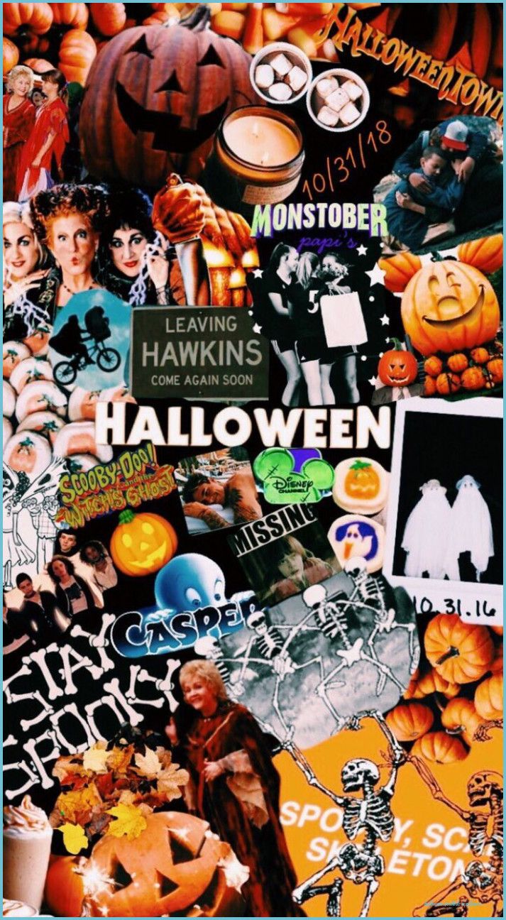 Collage, Stranger Things, Halloween, Kürbisse, Aesthetic, Android-Hintergrundbild