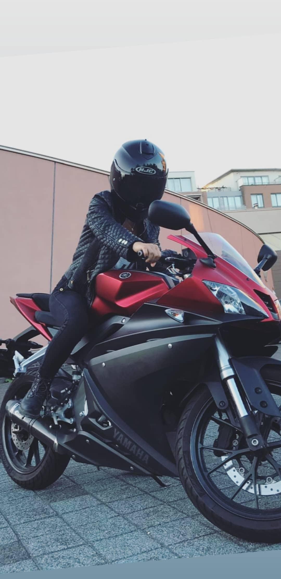 Frau, Sportmotorrad, Rot, Helm, Straße, Full HD, Sperrbildschirm fürs iPhone