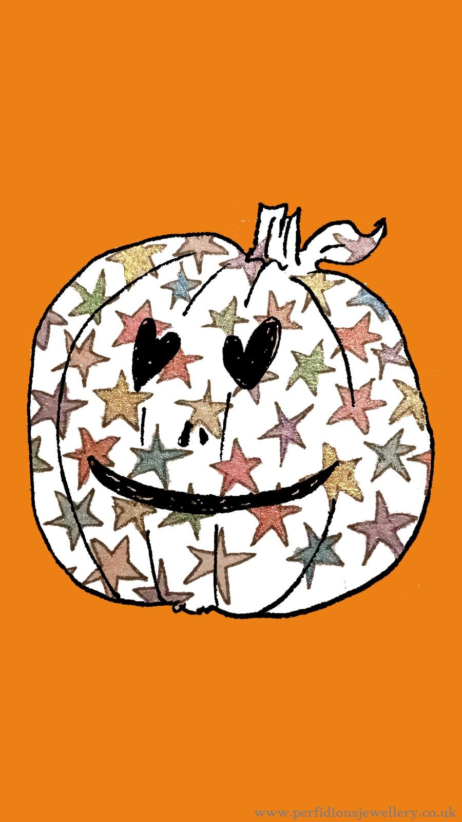 Kürbis, Smiley, Doodle, Orange Hintergrund, HD, Sperrbildschirm fürs iPhone