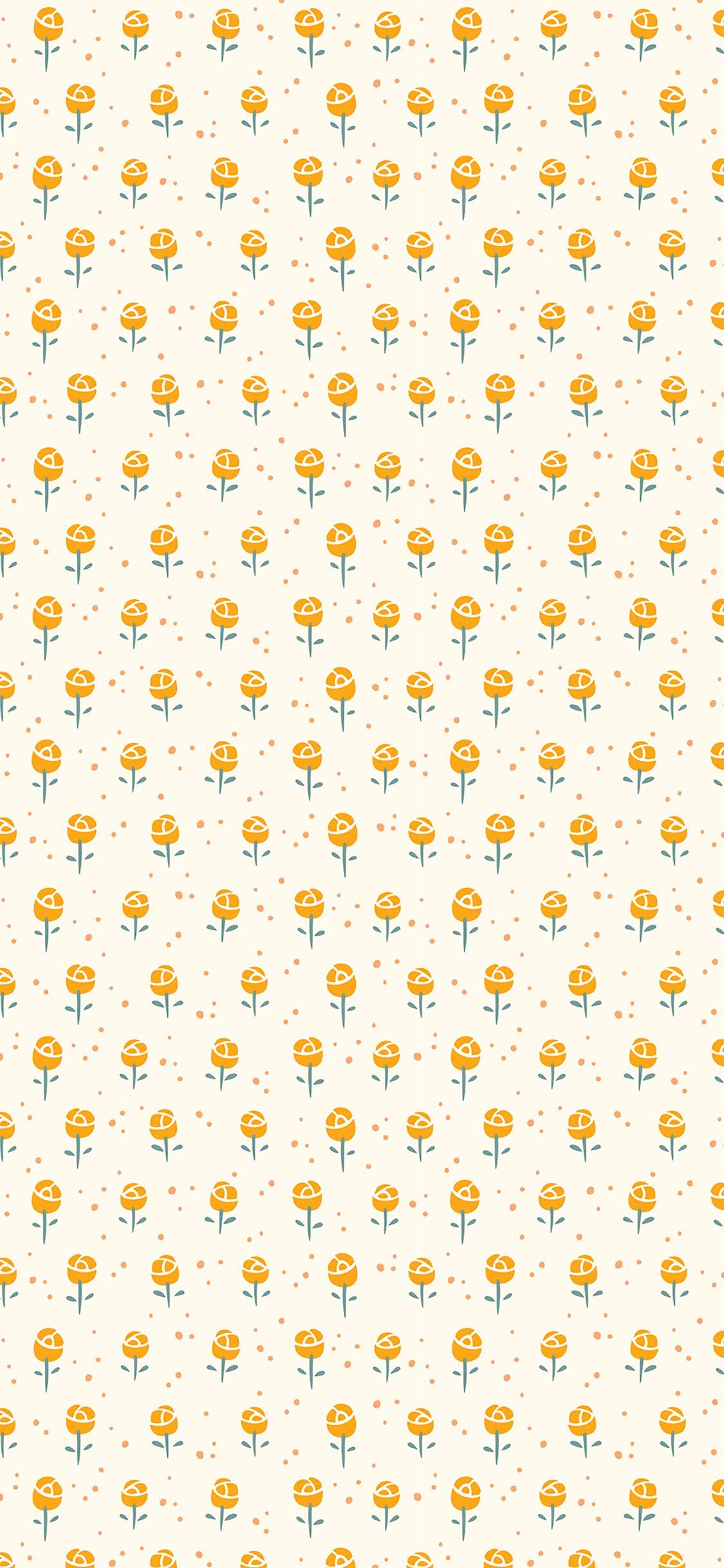 Blümchen, Muster, Gelb, Weißer Hintergrund, Full HD, Sperrbildschirm fürs iPhone