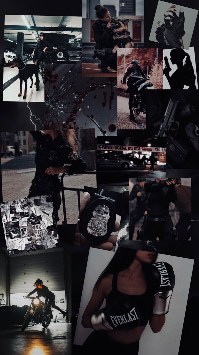 Collage, Bikerin, Schwarz-Weiß, Dark Aesthetic, Fotos, Hintergrundbild für iPhone und Android