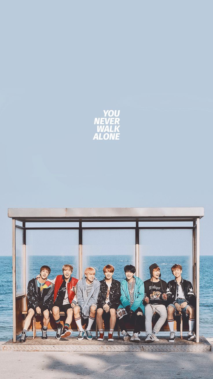 BTS, You Never Walk Alone, Bushaltestelle, Meer, K-Pop, Hintergrundbild für iPhone und Android